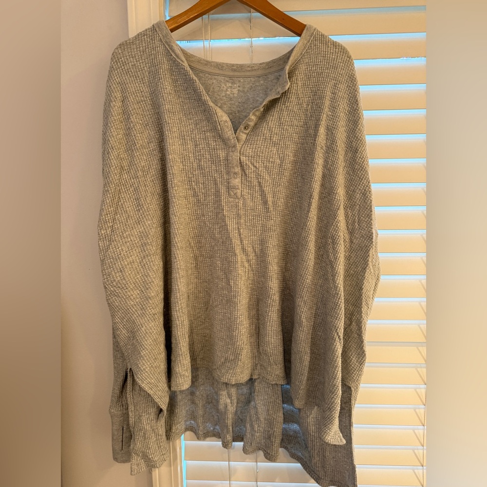Aerie Gray Long sleeve Waffle Henley - XXL